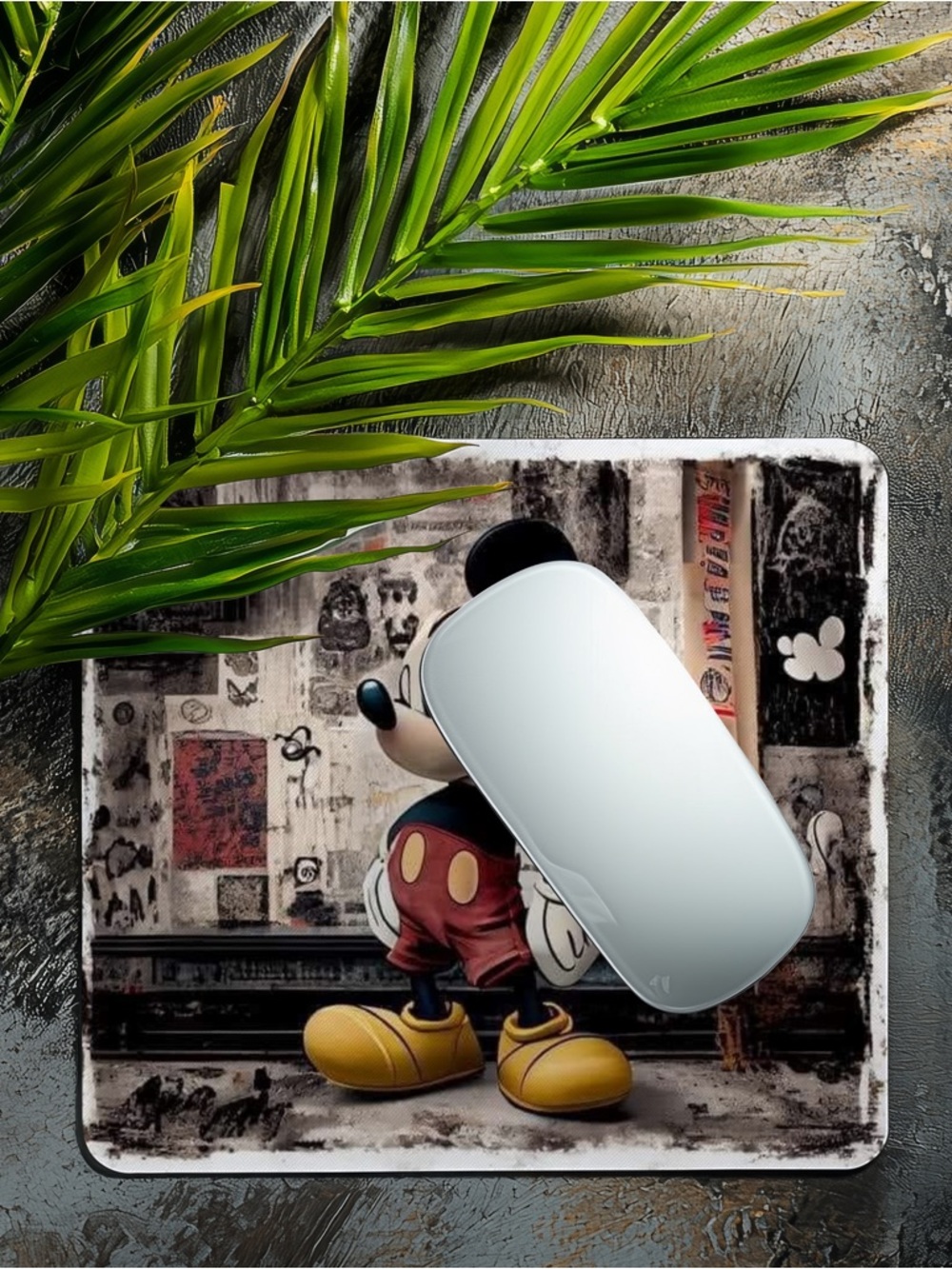 Hand Crafted Mickey Mouse Retro Mouse Pad - Black, Red, Yellow
